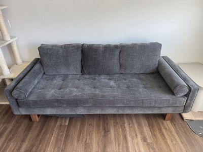 Stylish Gray Sofa - 3 Seater with wood legs