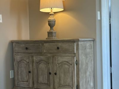 Rustic Farmhouse Style Gray Washed Wood Buffet Cabinet with Drawers and Doors