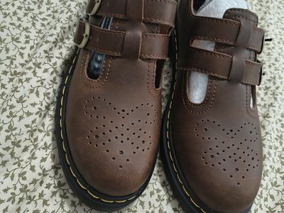 Dr. Martens Style Brown Buckle Mary Jane Shoes - New with Tags, Perforated Toe Detail