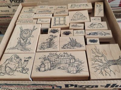 Box #19, New, old stock rubber stamps, designed mainly for people that like to make their own greeting cards.