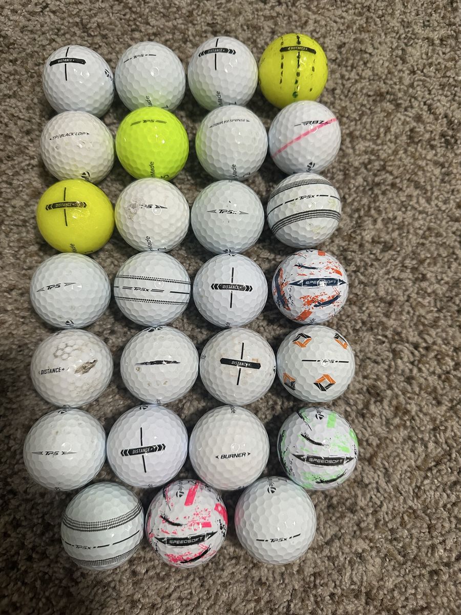 27 used TaylorMade golf balls including TP5, TP5x, and speed soft.