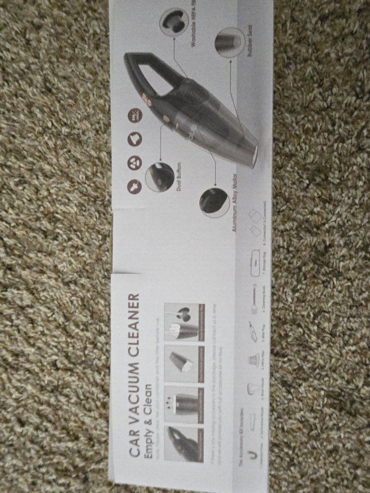 Car Vacuum Cleaner accessor6 kit including 8 pieces. Washable HEPA Filter, Aluminum Alloy Motor, Rubber Seal