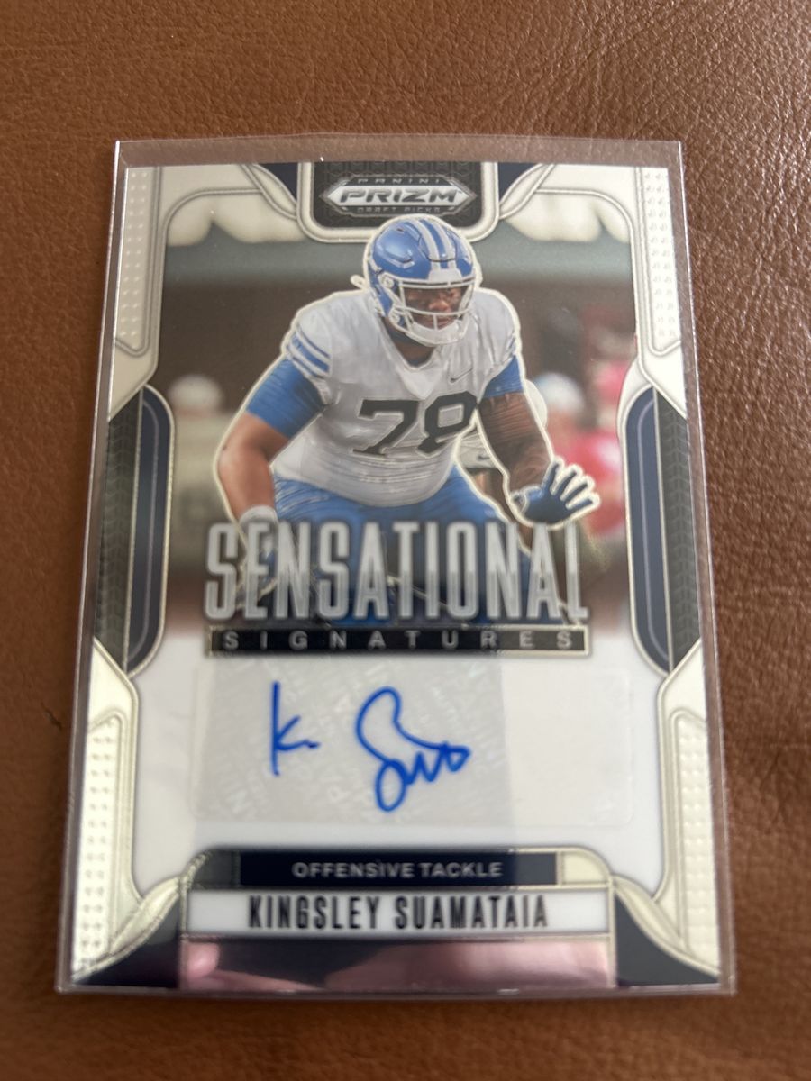 BYU Cougars Rookie Autograph Certified Panini Prizm Draft Picks Kingsley Suamataia "Sensational Signatures" Auto Card w/COA
