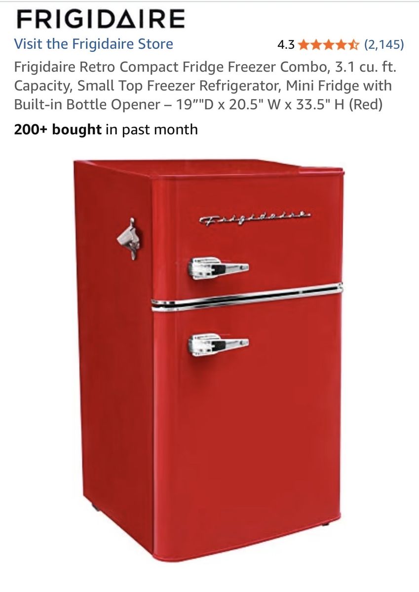 ADORABLE *Utah Red* Frigidaire Retro Combo Fridge Freezer
