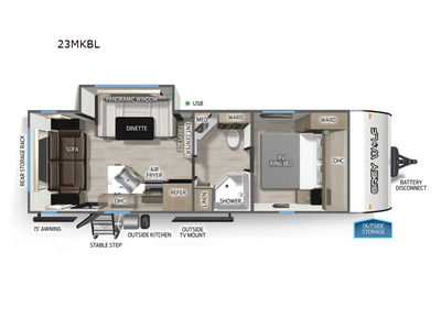 2026 Forest River RV Cherokee Grey Wolf Black Label 23MKBL Travel Trailer Front Bedroom|Outdoor Kitchen|Rear Living Area|U
