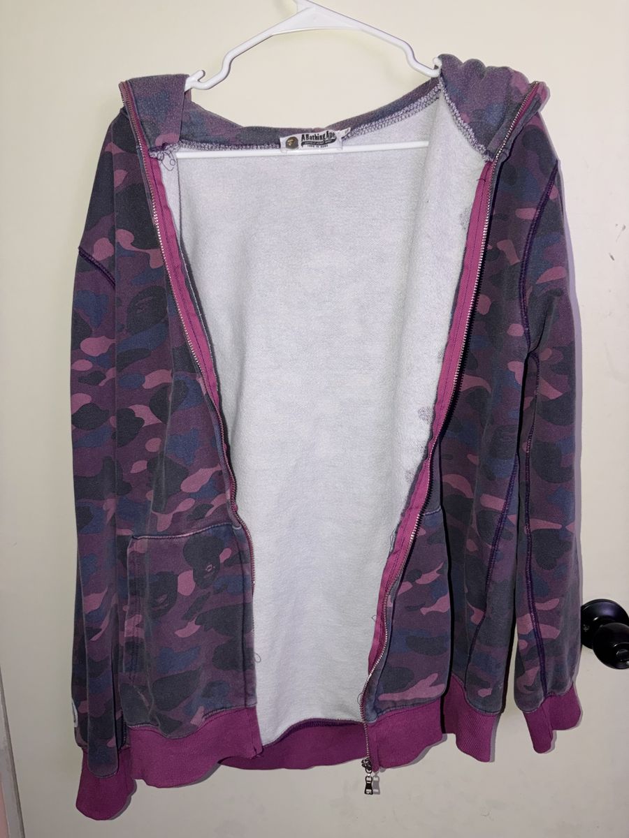 BAPE A Bathing Ape WGM Full Zip Camo Hoodie Purple Size 3XL