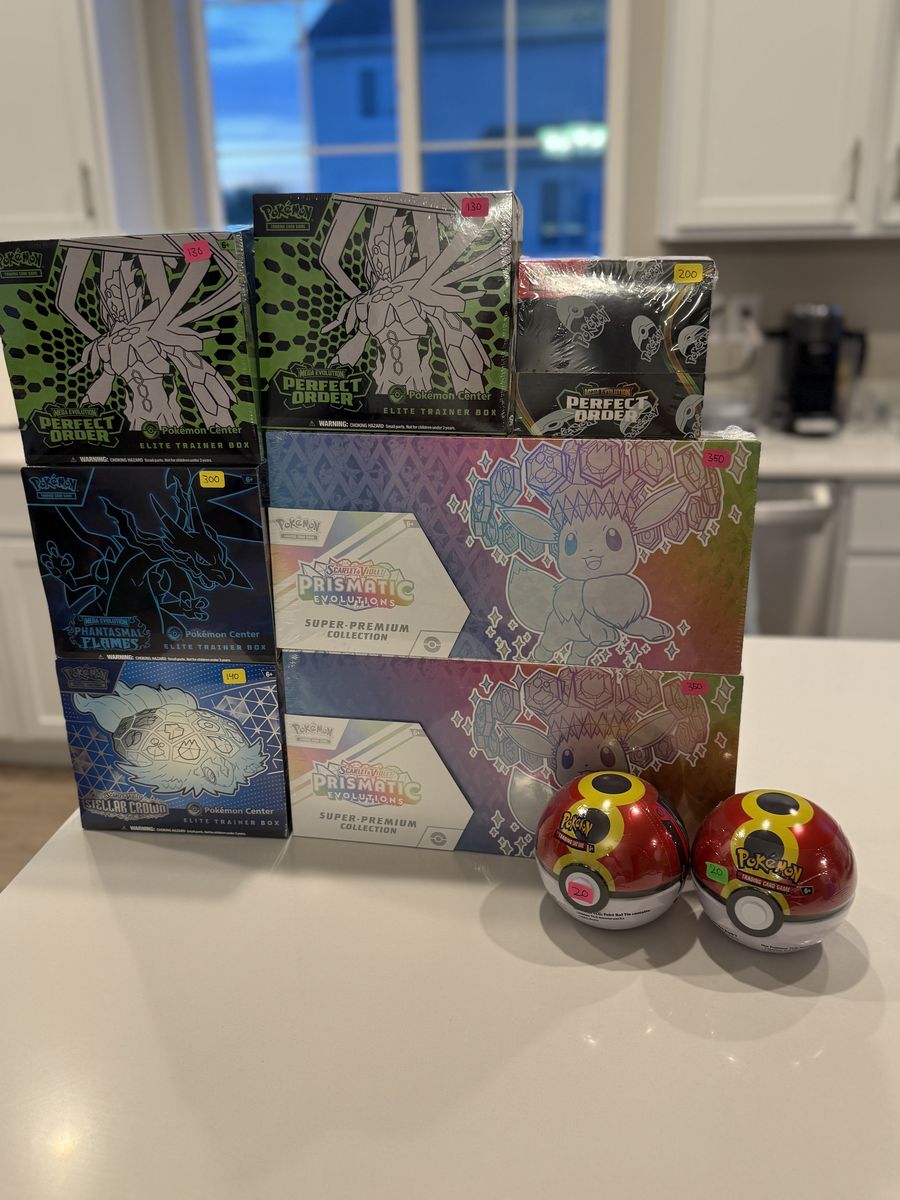 Pokemon sealed Pokemon Center ETB’s, Prismatic SPC