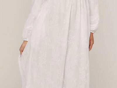 The Lena Chiffon Smocked Temple Dress in White