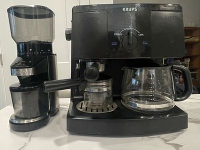 KRUPS Espresso Machine and Coffee Maker with Steam Nozzle and KRUPS Digital Auto Dose Coffee Grinder with Digital Scale
