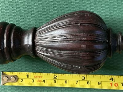 1/2” Dark Brown Metal Curtain Rod 46”-86” adjustable length, 2 Finial & 3 Bronze Brackets with Screws - 6" Finial, Complete Set