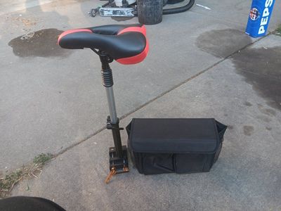 Adjustable Electric Scooter Seat with Shock Absorber & Storage Bag - Black/Red Comfort Saddle