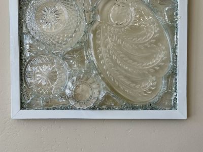 Framed vintage dish preservation display wall art