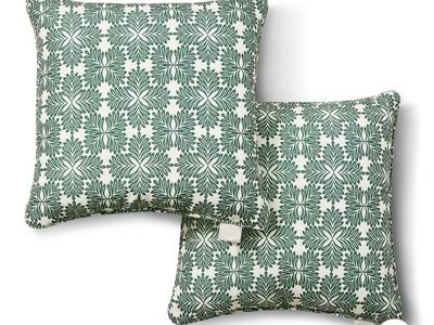 New. Martha Stewart Tallum 2-Piece Green & White Botanical Print Throw Pillows