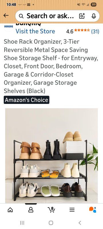 New in Box! 3-Tier Black Shoe Rack