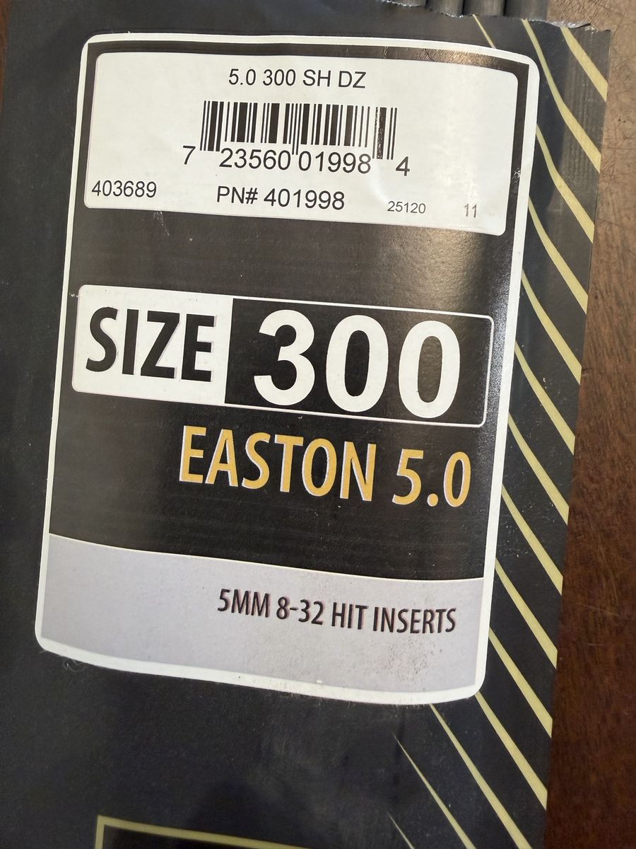 Easton 5.0 High Velocity 5mm Arrow Shafts - Size 300 Spine (1 Dozen)