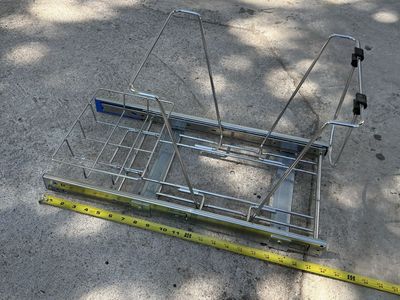 Silver Pull Out Trash Can holder for kitchen cabinets