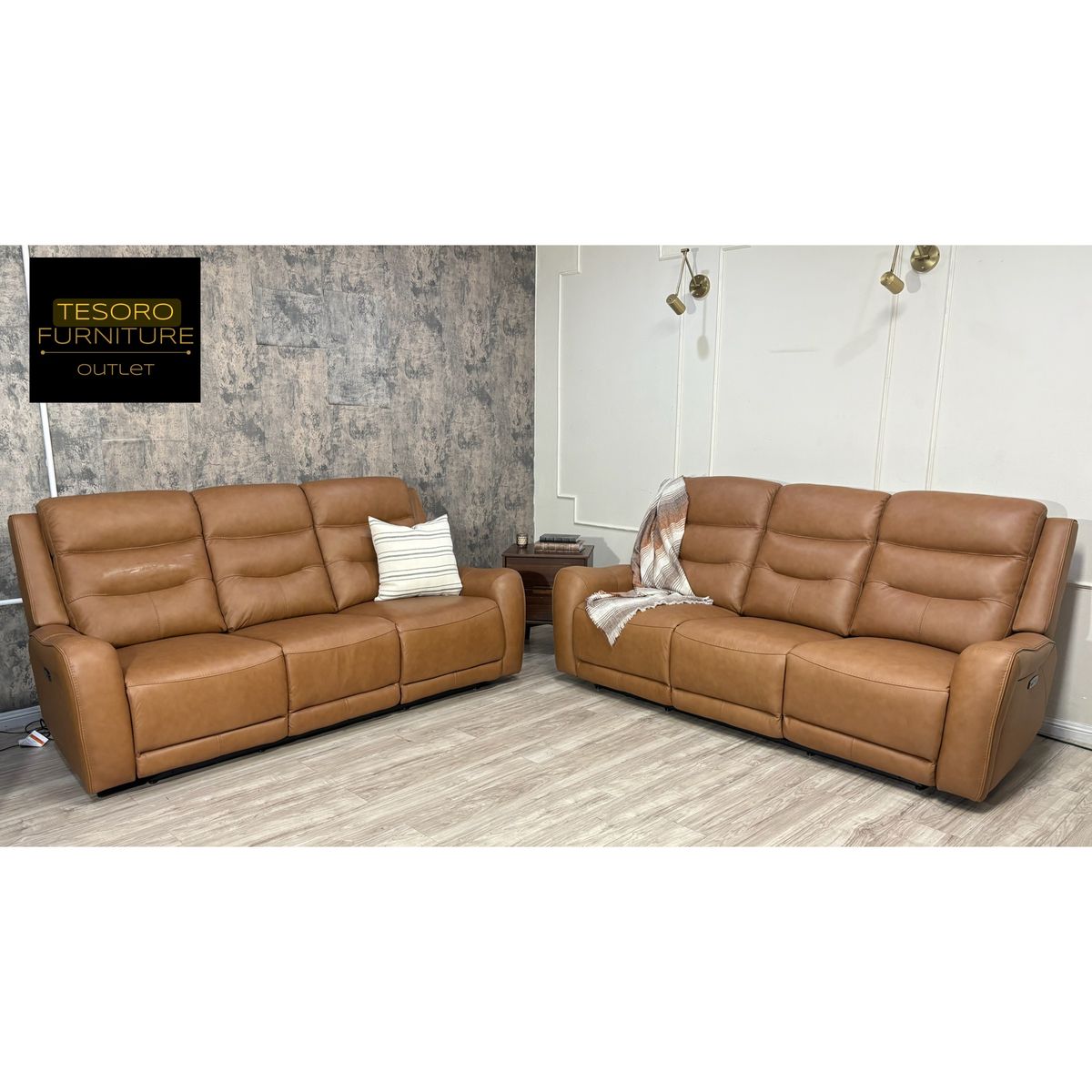 COPPER LEATHER RECLINER SOFA SET WE OFFER DELIVERY
