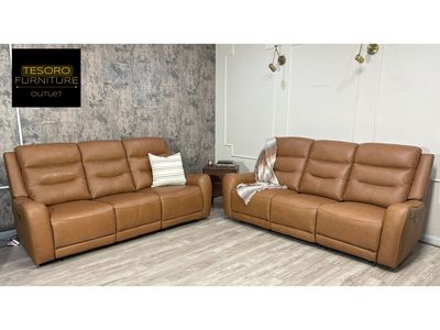 COPPER LEATHER RECLINER SOFA SET WE OFFER DELIVERY