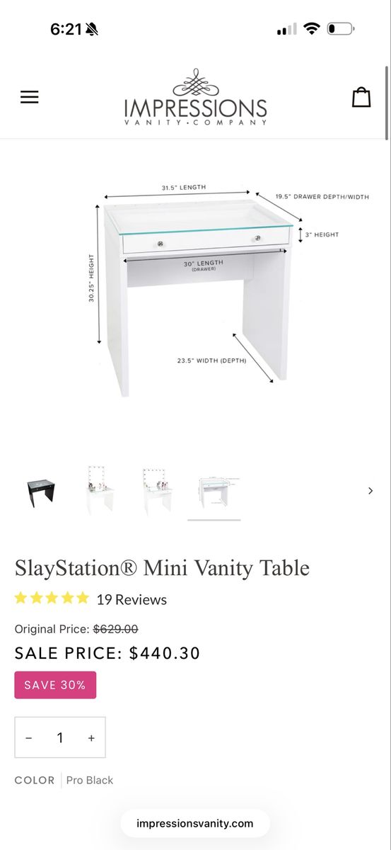 Impressions Vanity SlayStation Mini Vanity Table