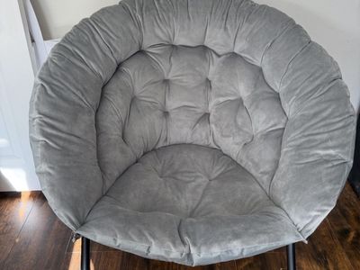 Gray Cuddle Chair - Moon Chair Saucer Chair with Metal Frame