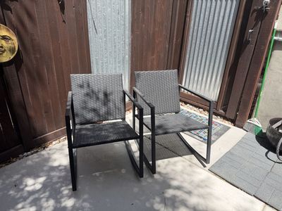 Set of 2 Black Wicker Outdoor Patio Rocking Chairs - Modern Sturdy, & Durable