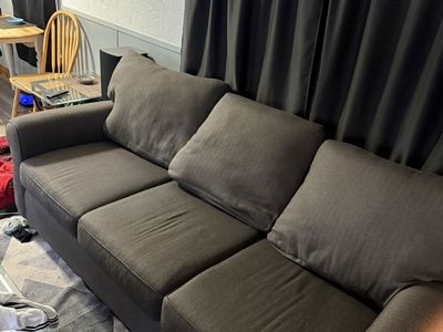 Spacious 3-Seater Gray Fabric Sofa - Comfortable & Versatile