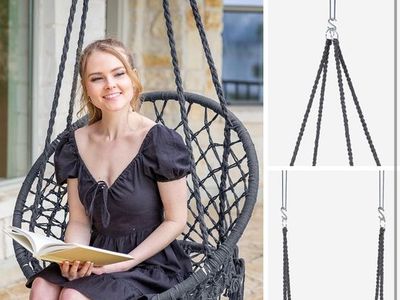 New Macrame Hammock Chair Swing - 330lbs Capacity, Indoor/Outdoor Hanging Seat