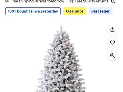New Holiday Time 7.5' Pre-Lit Birchwood Fir Flocked Artificial Christmas Tree with Warm White LED Lights