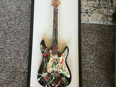 Original Painting On Real Guitar By EM ZAC Signed