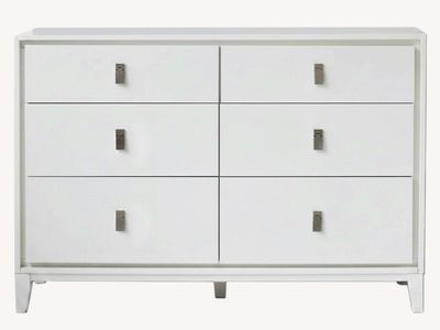 West Elm 6-Drawer Dresser Mid Century Modern design with Silver Hardware - minor cosmetic wear