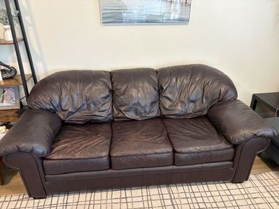 Brown Leather Sofa and Loveseat Set