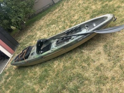 Pelican Castaway 100 Angler Kayak Camo Fishing Paddle Boat 10ft w/ Paddle