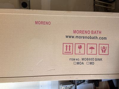 Moreno Bath 60 inch Double Sink Bathroom Vanity Top - New in Box (MOB60D SINK)