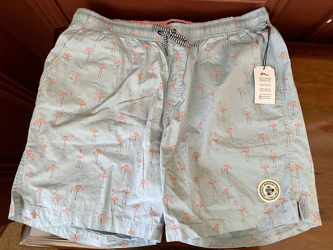 NEW! Mens Imperial Motion SZ L - Pink Flamingo Swim Suit/ Trunks W/ Tag - elsewhere $48 - C ALL PICS
