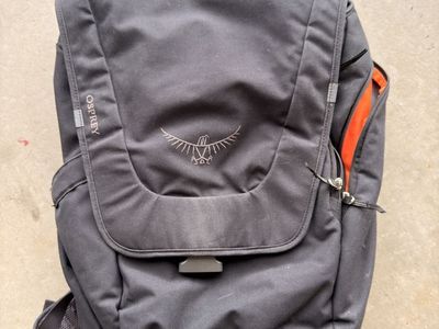 Osprey Flapjack Pack Black Everyday Laptop Backpack with Orange Interior