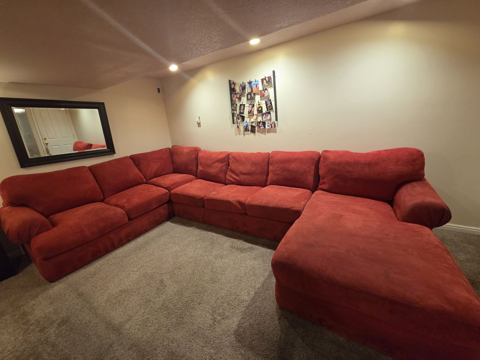 Red Microfiber Sectional
