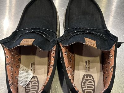 Hey Dude Men's Wally Casual Loafers Size 12 Black with Paisley Lining - Worn Once