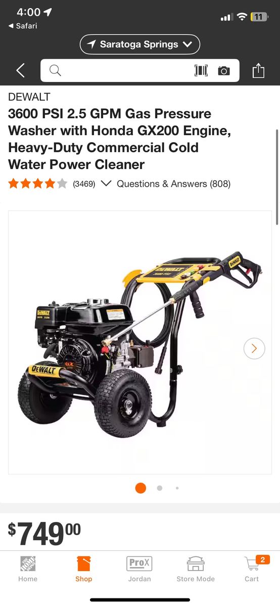 For Rent - DeWalt 3600 PSI Pressure Washer