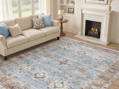 NEW 8x10 Area Rug for Living Room, Washable Vintage Distressed Farmhouse
