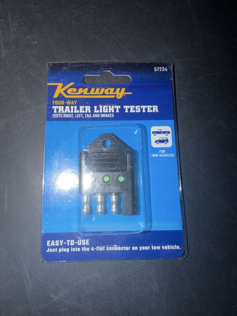 Kenway 57234 Four-Way Trailer Light Tester for Tow Vehicles - Tests Right, Left, Tail, Brakes