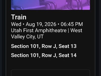 Train Concert Tickets - Wed, Aug 19, 2026 - Section 101, Row J (2 Tickets)