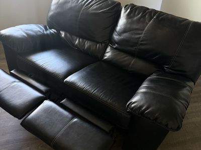 Black Faux Leather Reclining Loveseat