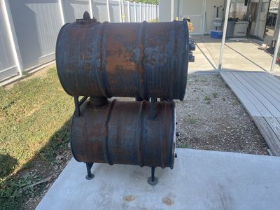 Double Barrel Wood Burning Stove with Stove Pipes