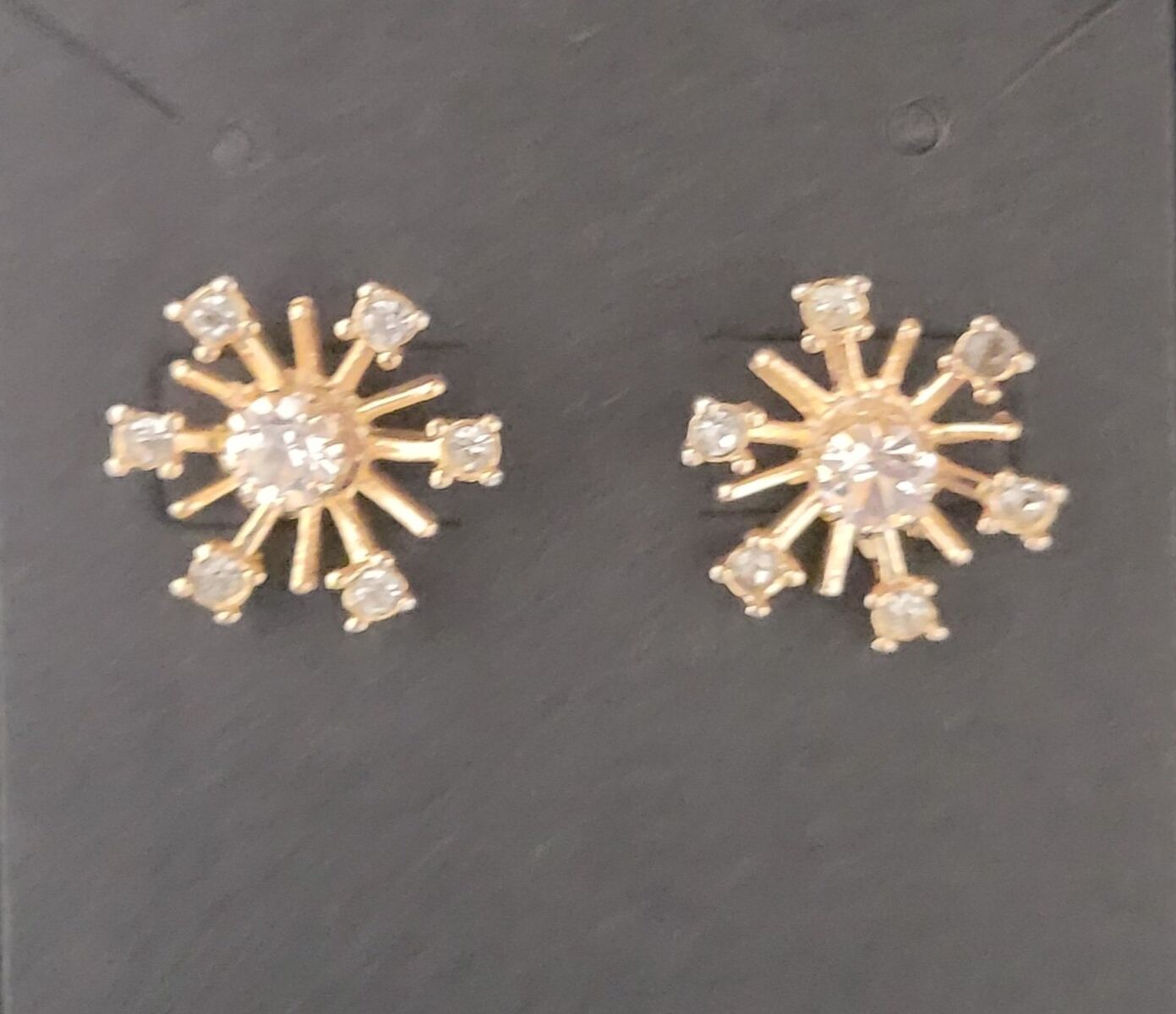 Pair of Avon gold
tone cluster earrings with clear
