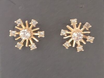 Pair of Avon gold
tone cluster earrings with clear