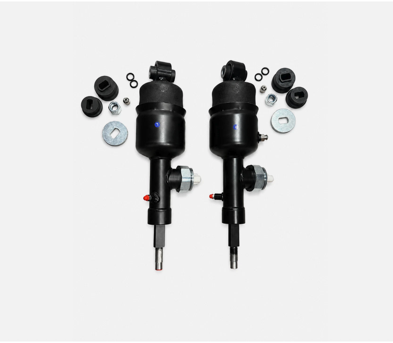 Pair Hydraulic Suspension Cylinders L/R w Nitrogen Accumulators & Hardware Heavy