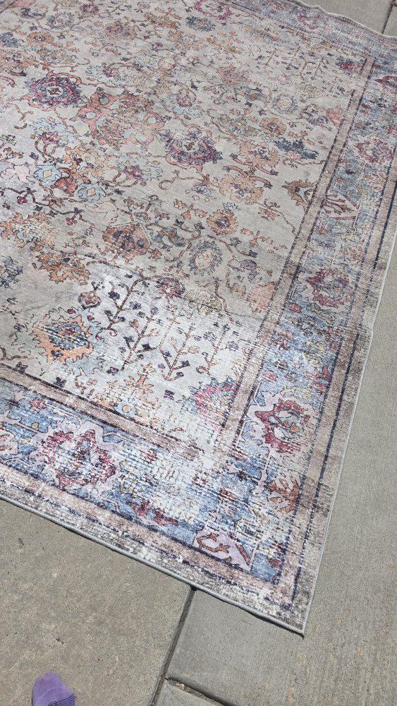 8x10 Area Rug Persian Distressed Floral Design Multi-Color