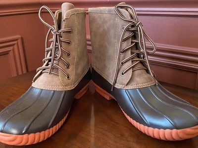 NEW - Marleylilly Brown Duck Boots Women's Size 10 Lace-Up Winter Mud Rain Snow Booties - Website $80