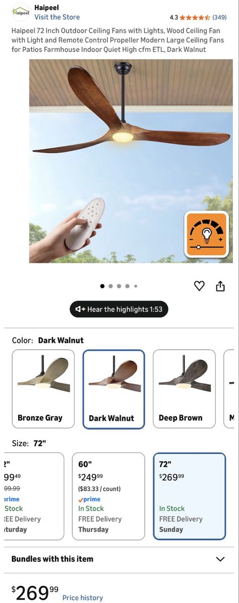 72 Inch Outdoor Ceiling Fans with Lights