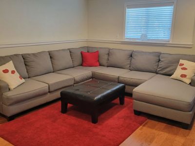 Sectional, large gray in good condition!